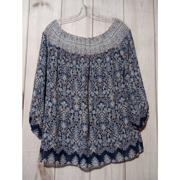 2 for 30 B Design Shirt Ladies Extra Large Blue Semi Sheer Sleeves - Picture 2 of 9